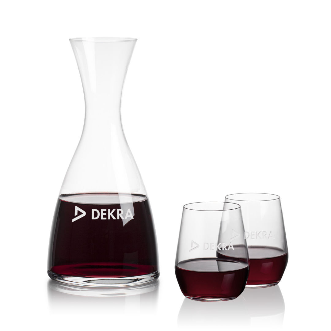 Barham Carafe & Germain Stemless Wine, custom bottle opener with logo imprint 5