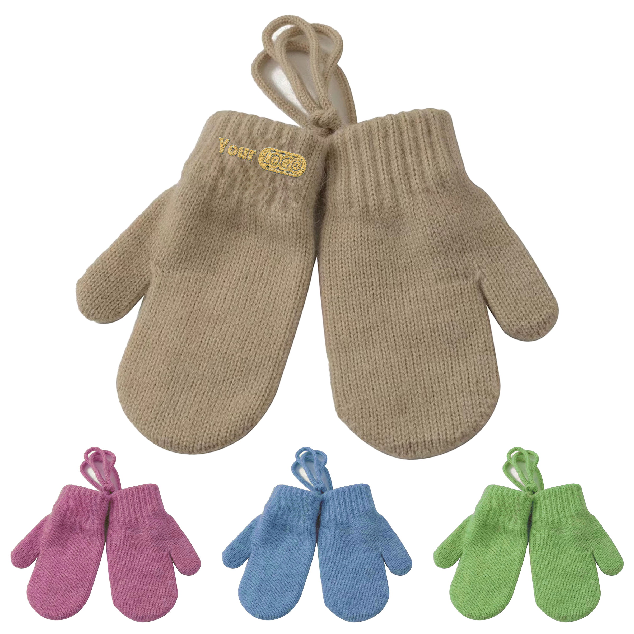 Alpaca Knitted Mittens With String In Fun Colors For Children??S Winter Wear 1