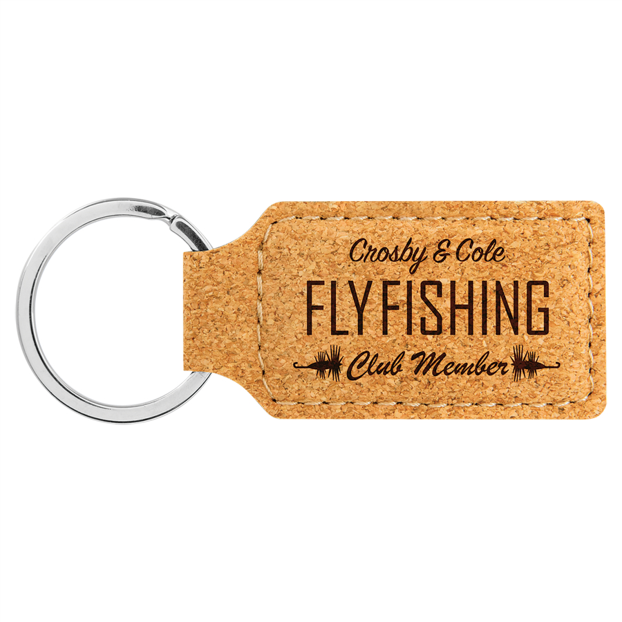 2 3/4" x 1 1/4" Cork Rectangle Keychain 1