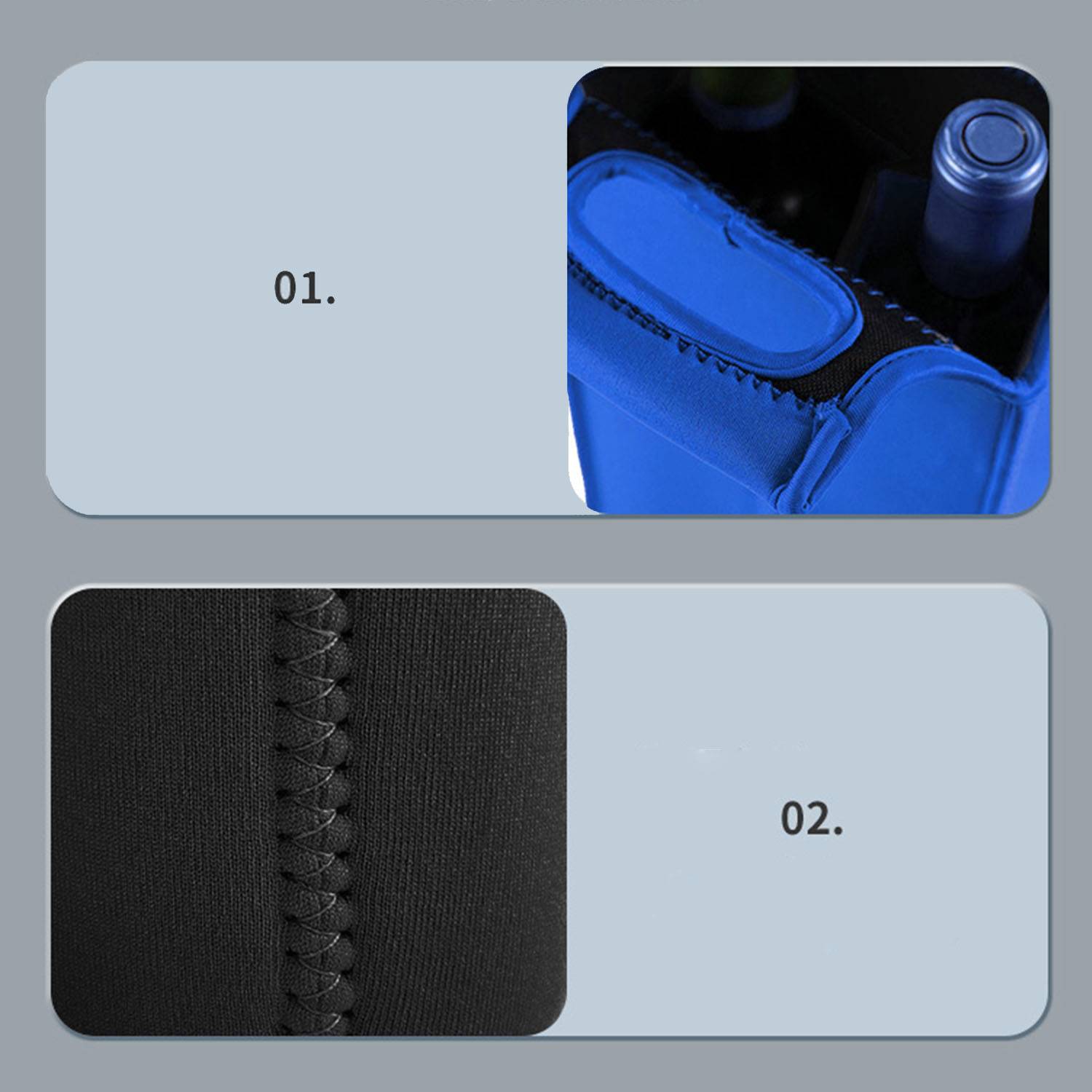 2 Pack Neoprene Beer Carrier Wine Bottle Holder W/ Pouch 4