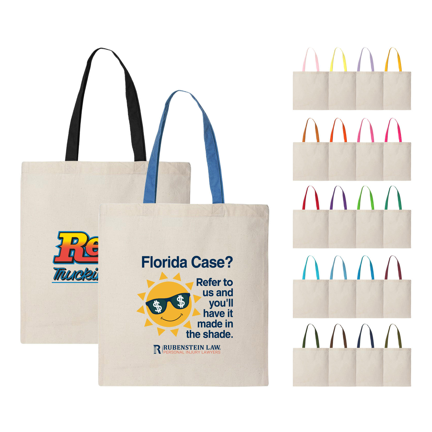 6 oz. 100% Cotton Canvas Tote Bag with Color Handle 11