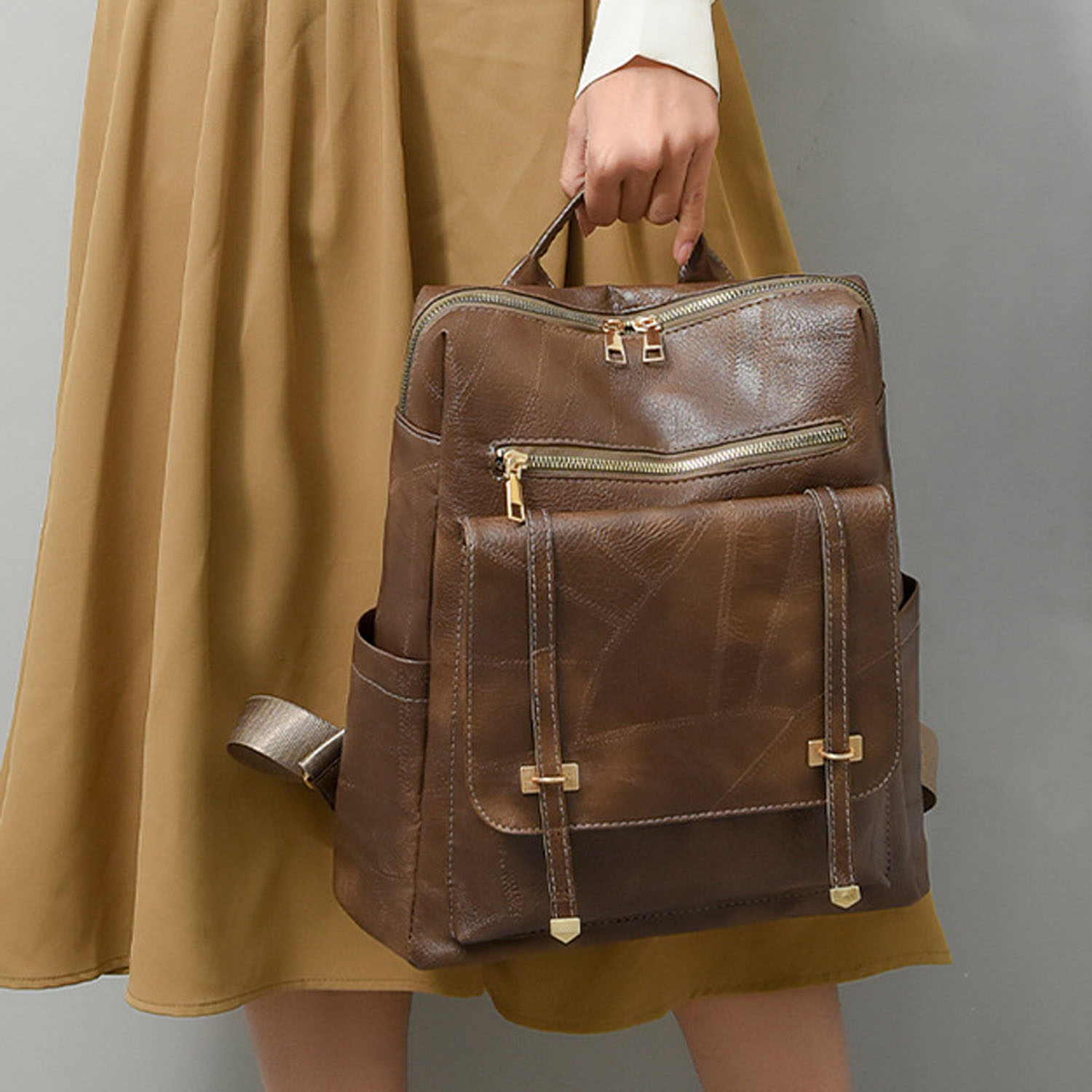 Vintage PU Leather Backpack 6