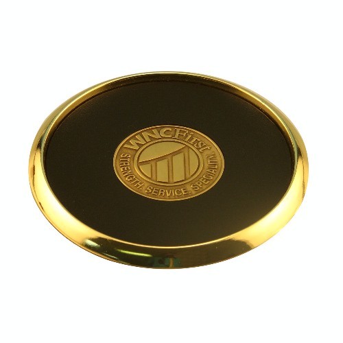 Metal & Leather Coaster w/Die Cast Coin 7