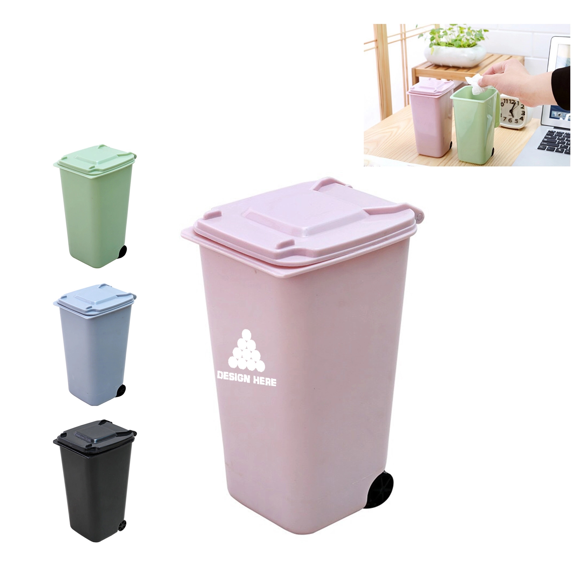 Mini Office Curbside Trash Can With Lid 2