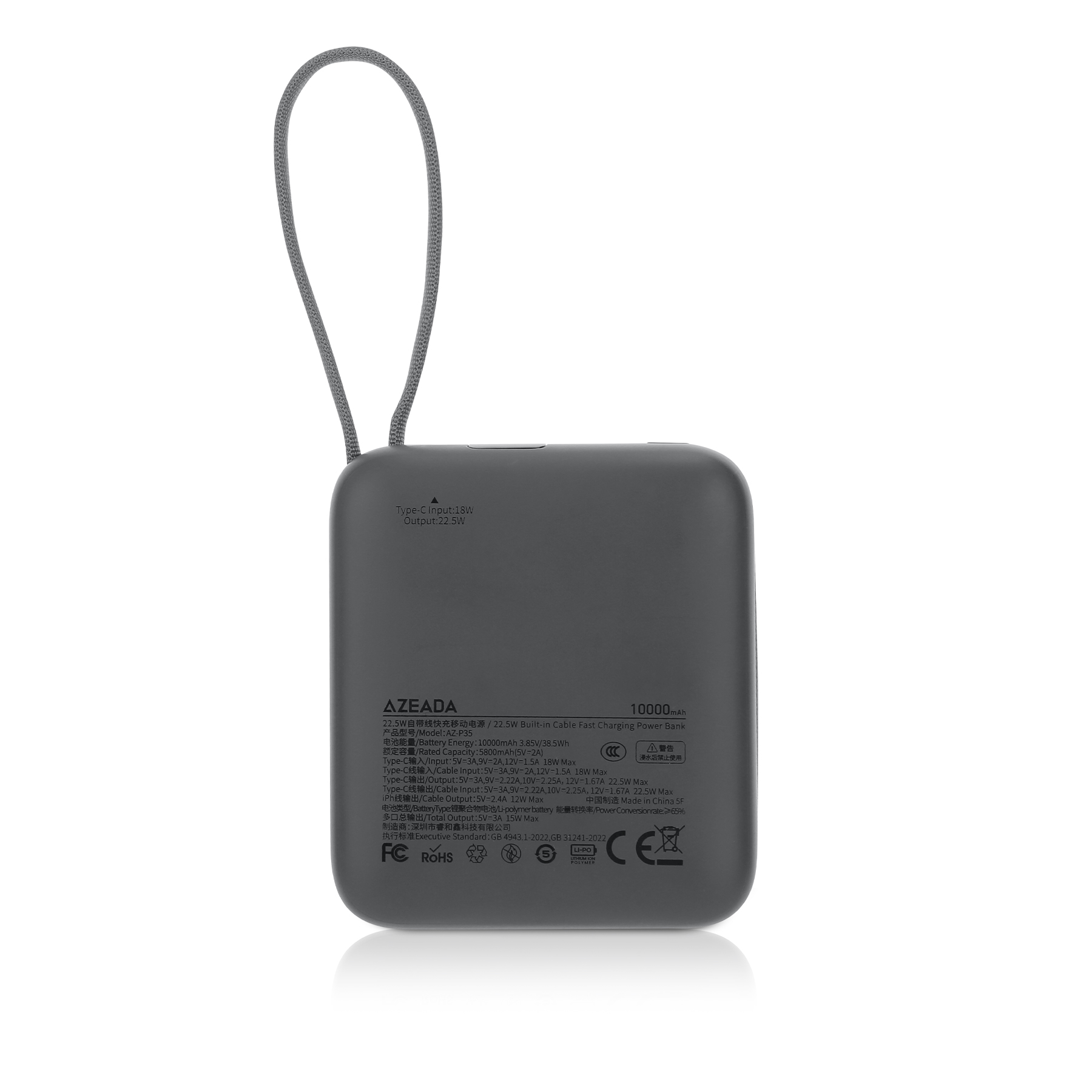 Cirtek® 10000mAh 20W PD Fast Charging Power Bank With Built-In Dual Cables 2