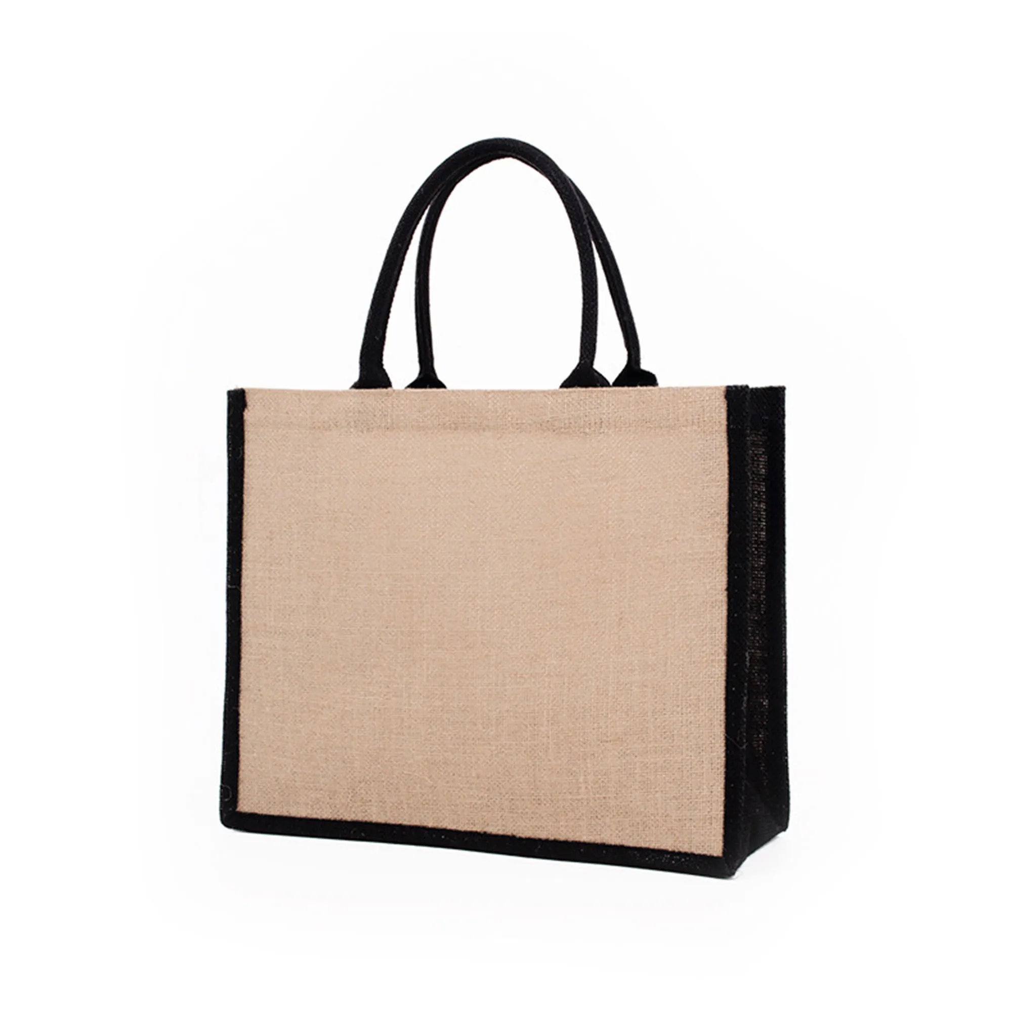 Mini Jute Tote Bag w/Canvas Handle, custom tote bag with logo imprint 2
