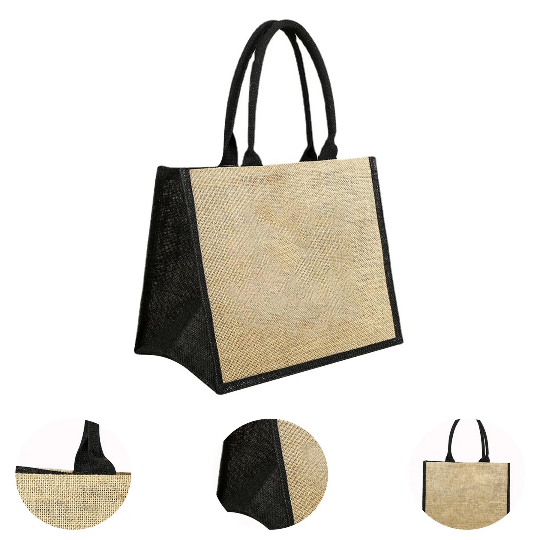 Laminated Jute Bags & Colored Sides and Handles W/ Gusset, custom tote bag with logo imprint 8