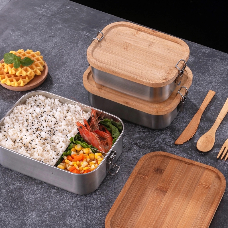 Stainless Steel Lunch Box With Bamboo Lid 3