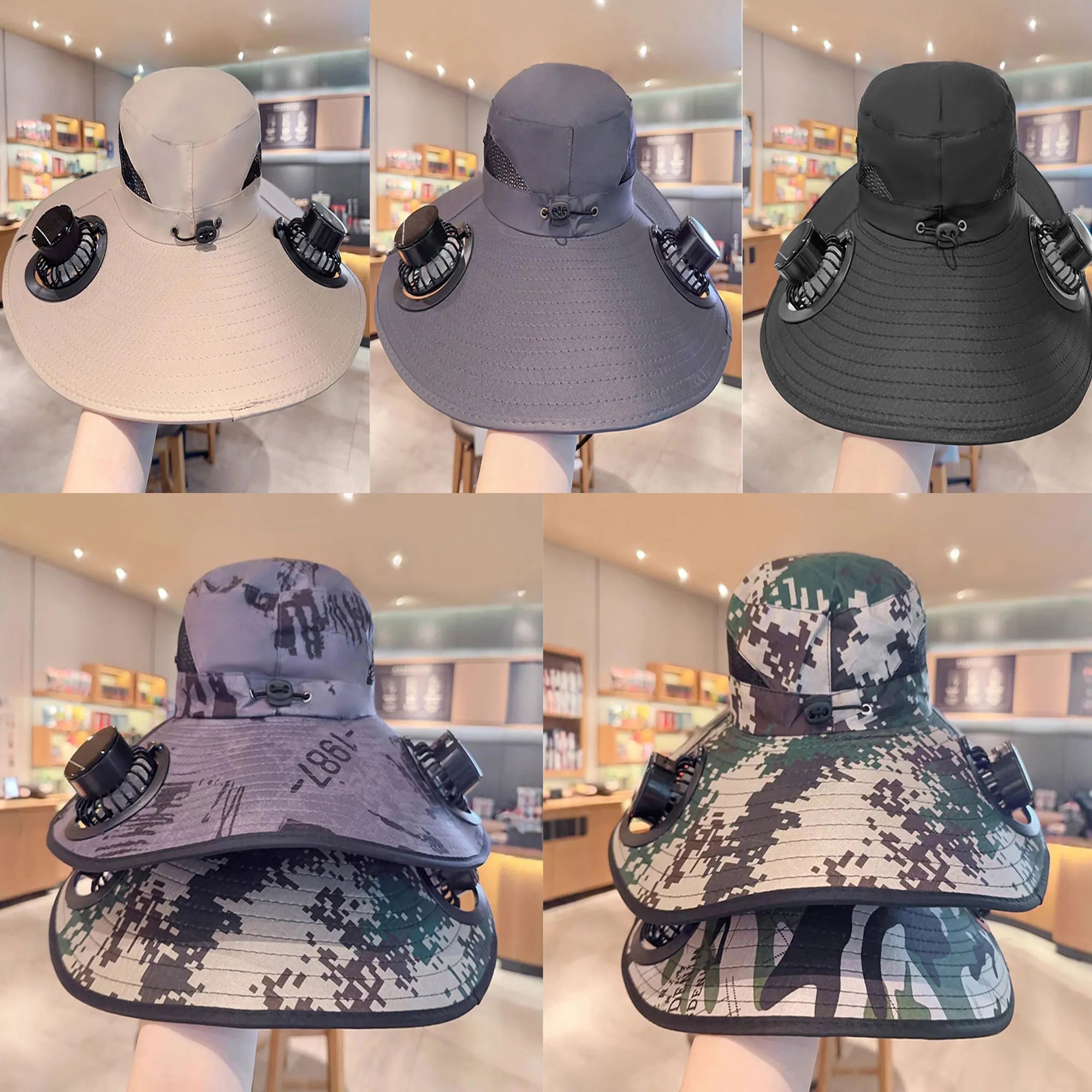 Solar Dual Fan Cooling Hat UV Protection Outdoor 5