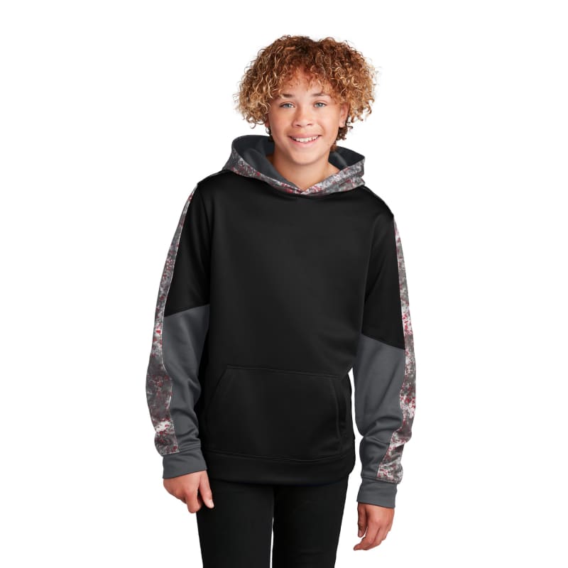 Sport-Tek Youth Sport-Wick Mineral Freeze Fleece Colorblock Hooded Pullover. 17