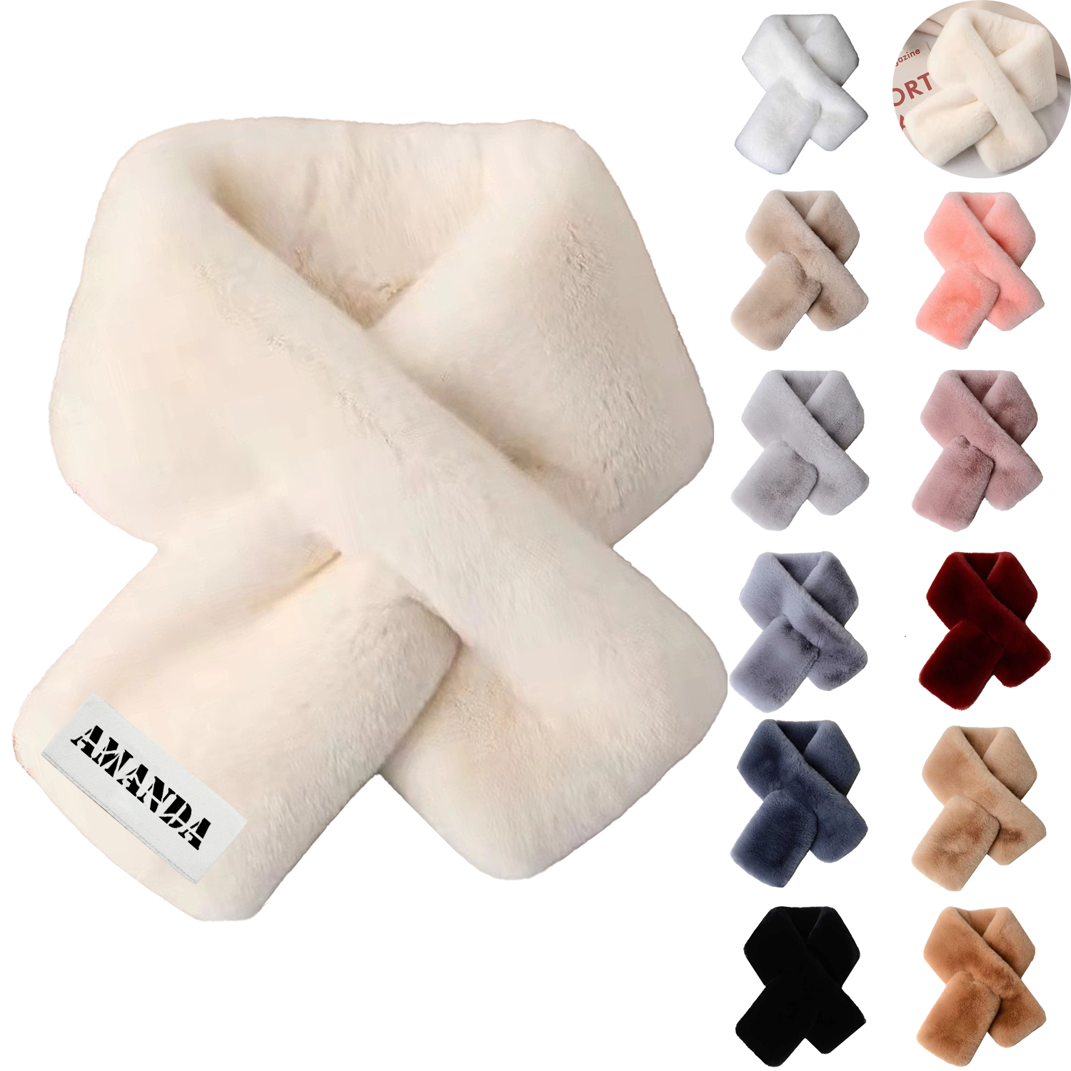 Cotton-Polyester Winter Warm Plush Scarf 1