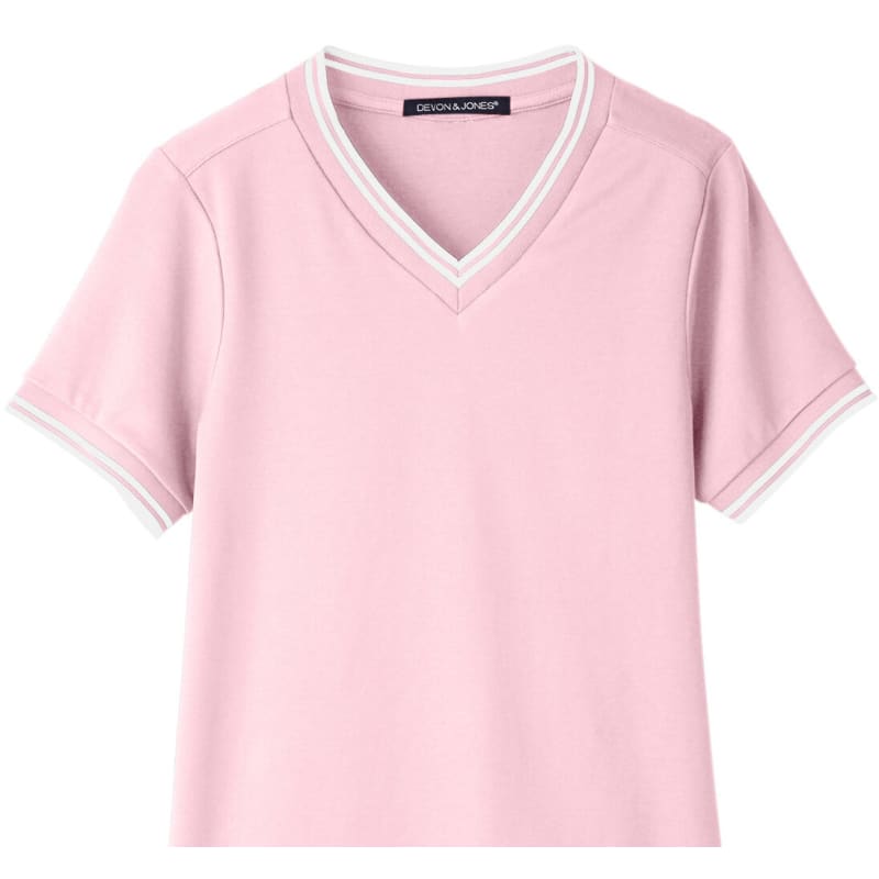 Devon & Jones Ladies' CrownLux Performance™ Plaited Tipped V-Neck Polo 24
