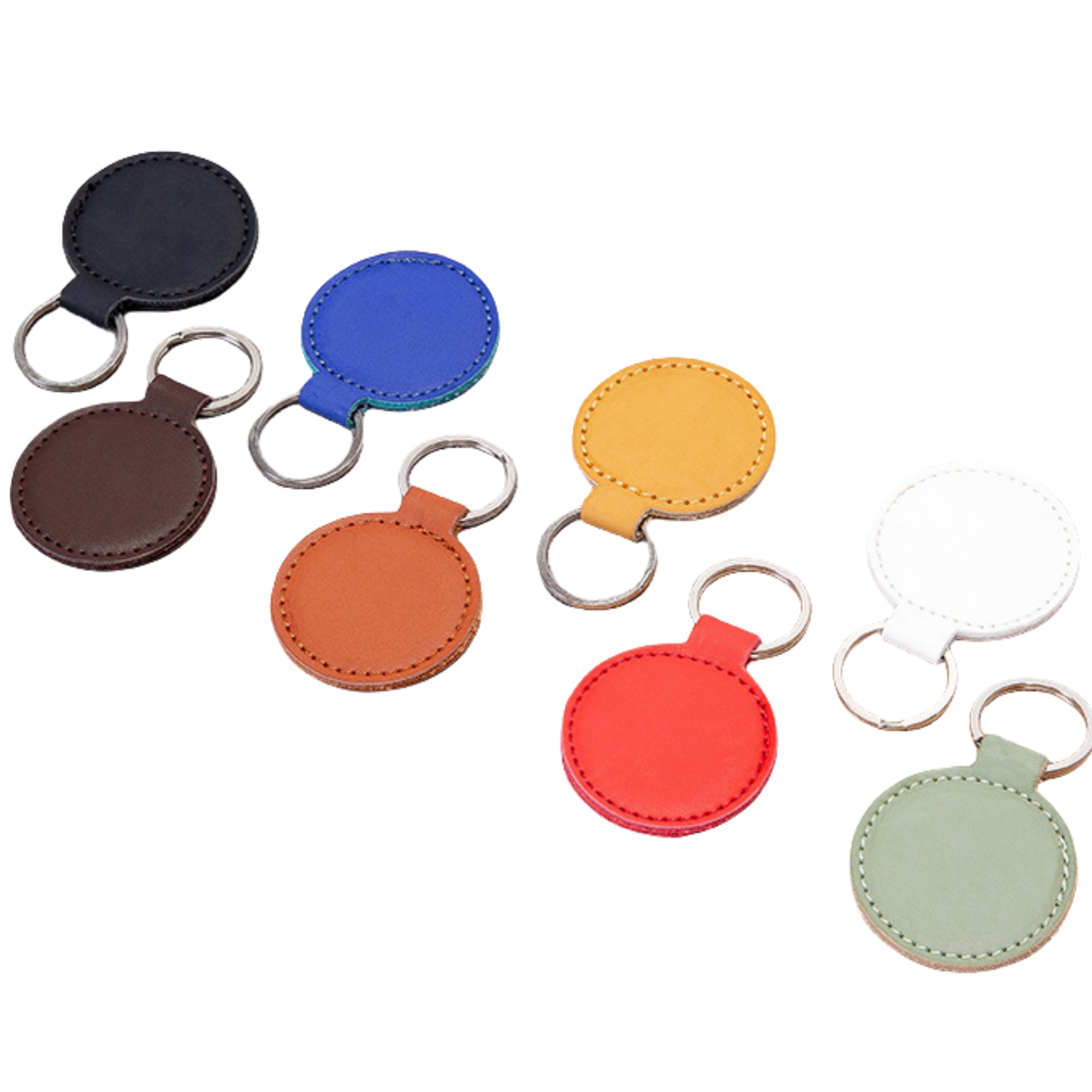 Portable Round Leather Keychain 4