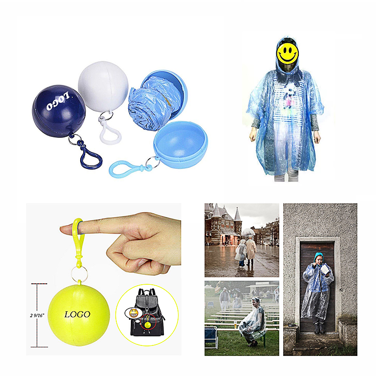 Disposable Poncho Ball Key Chain 2