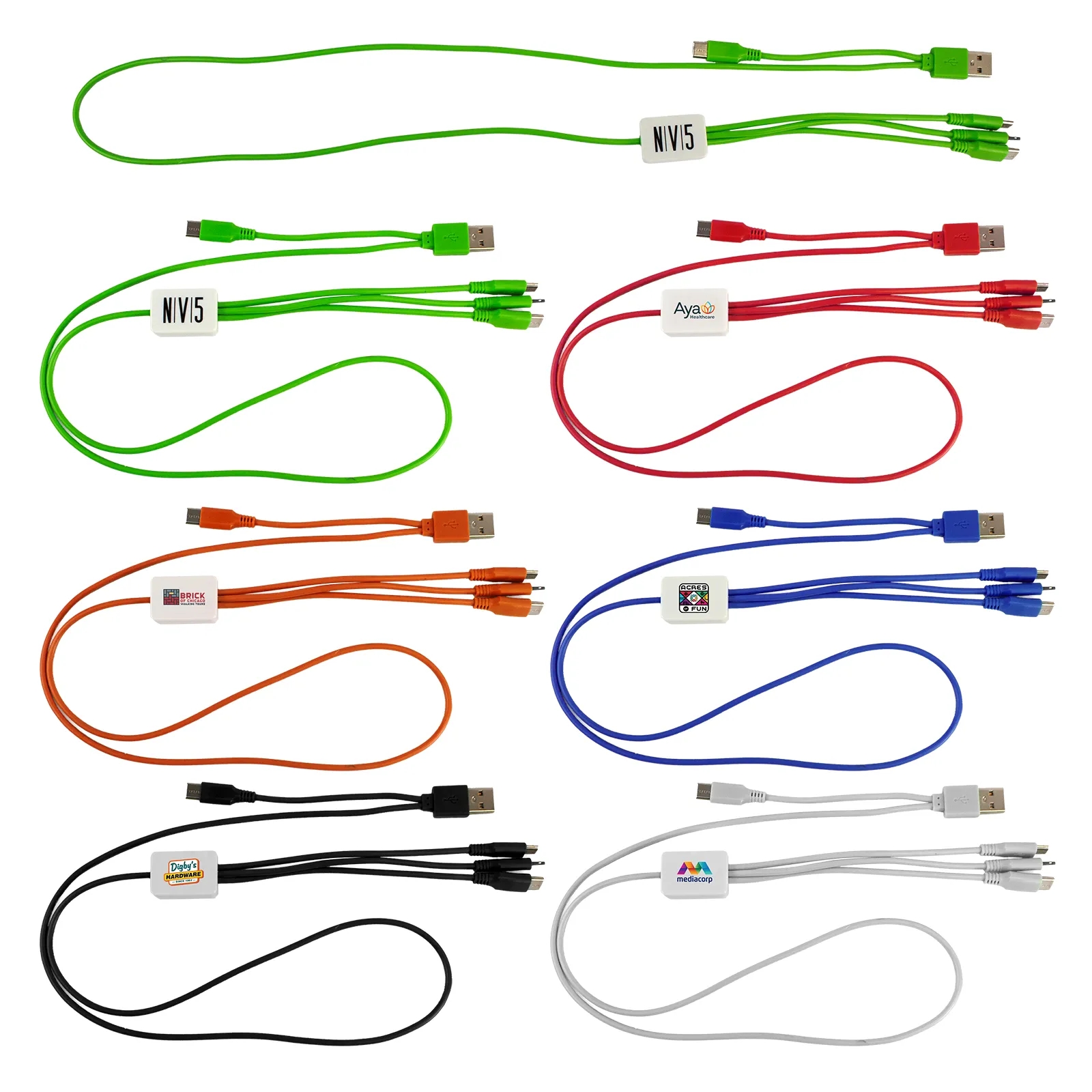 Dual Input 3' Snap Colorful Cable