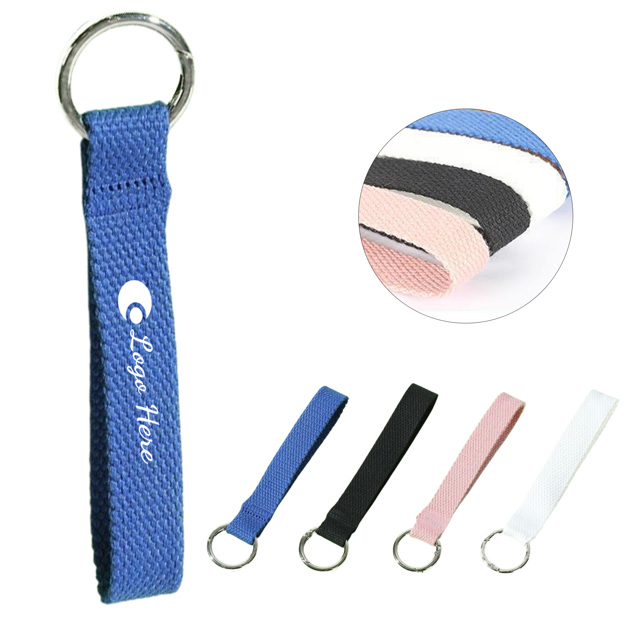 Lightweight Polyester Wristband Keychain With Metal Ring 5
