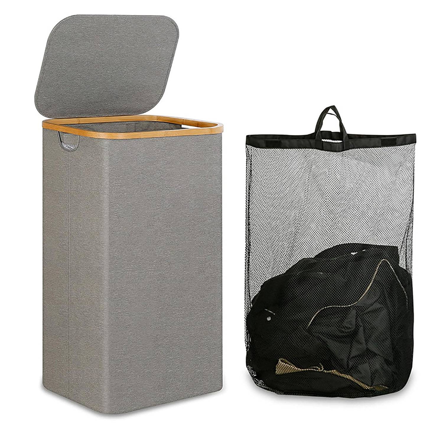 Dirty Laundry Basket with Removable Mesh Bag 1