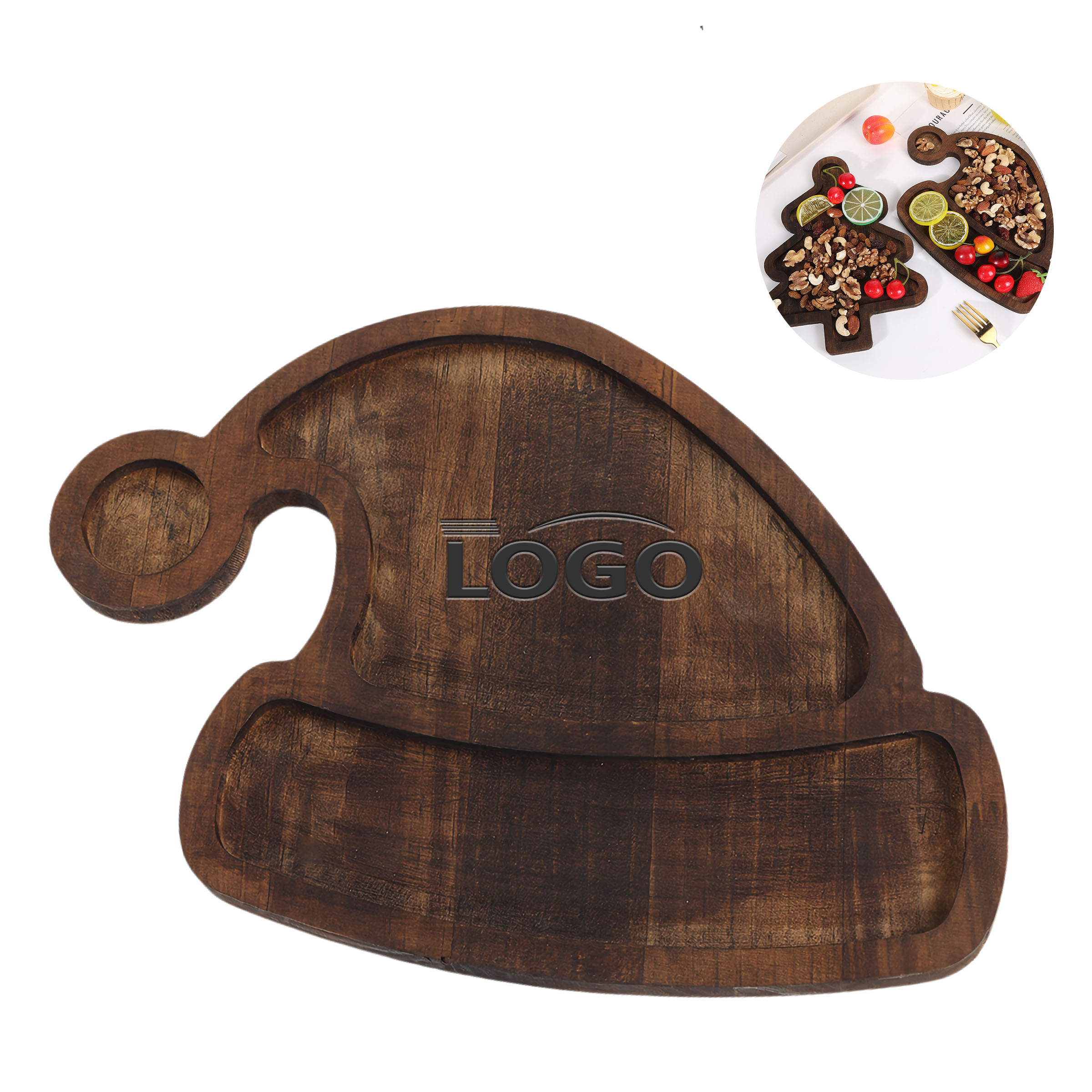 Festive Wooden Tray with Christmas Snacks and Dessert Delights 3