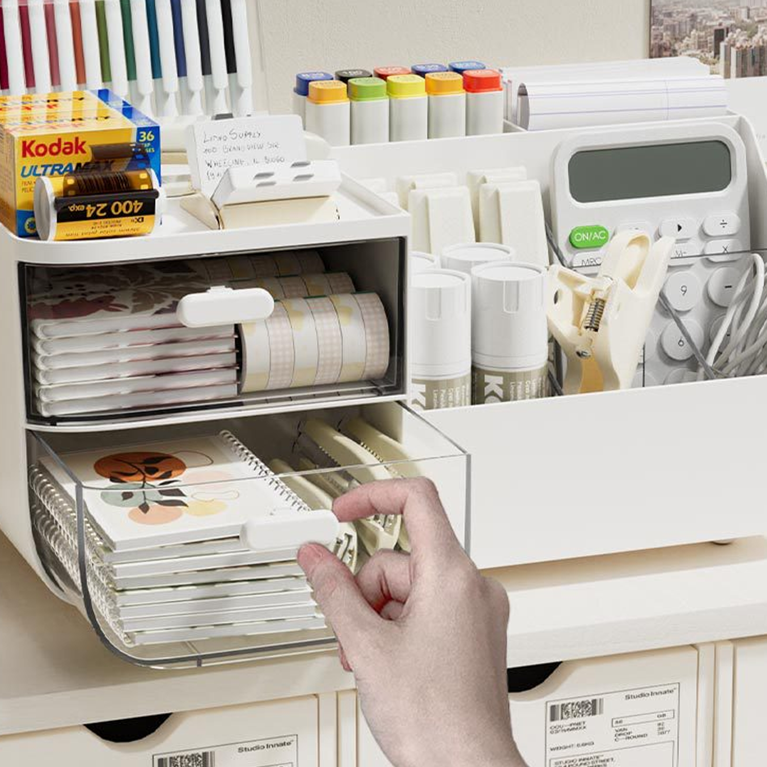 Drawer-style PP Desktop Desk Organizer W/Pen Holder 5