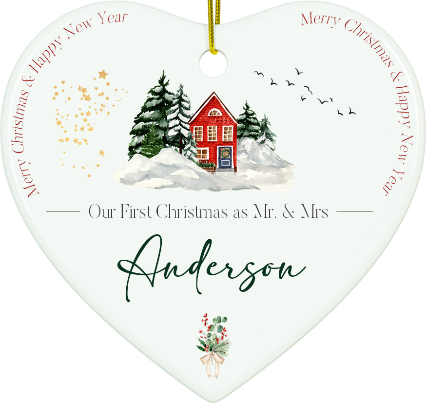 3 Inch Christmas Ceramic Ornaments-Heart 6