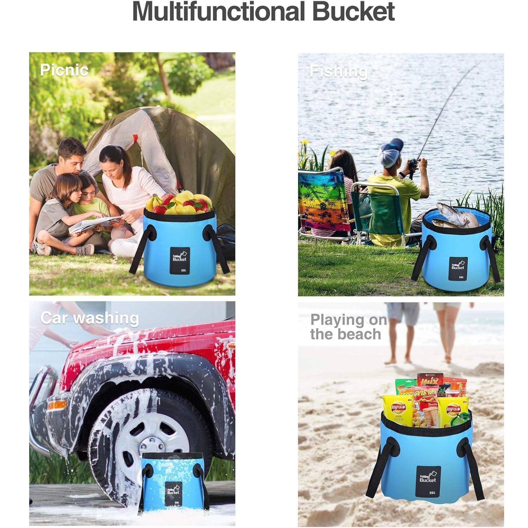 5 Gallon Collapsible Bucket With Handle Water Container 11