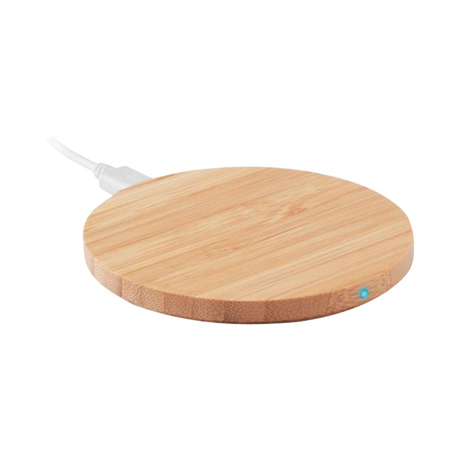 Slim Round Bamboo Qi Wireless Charging Pad 15