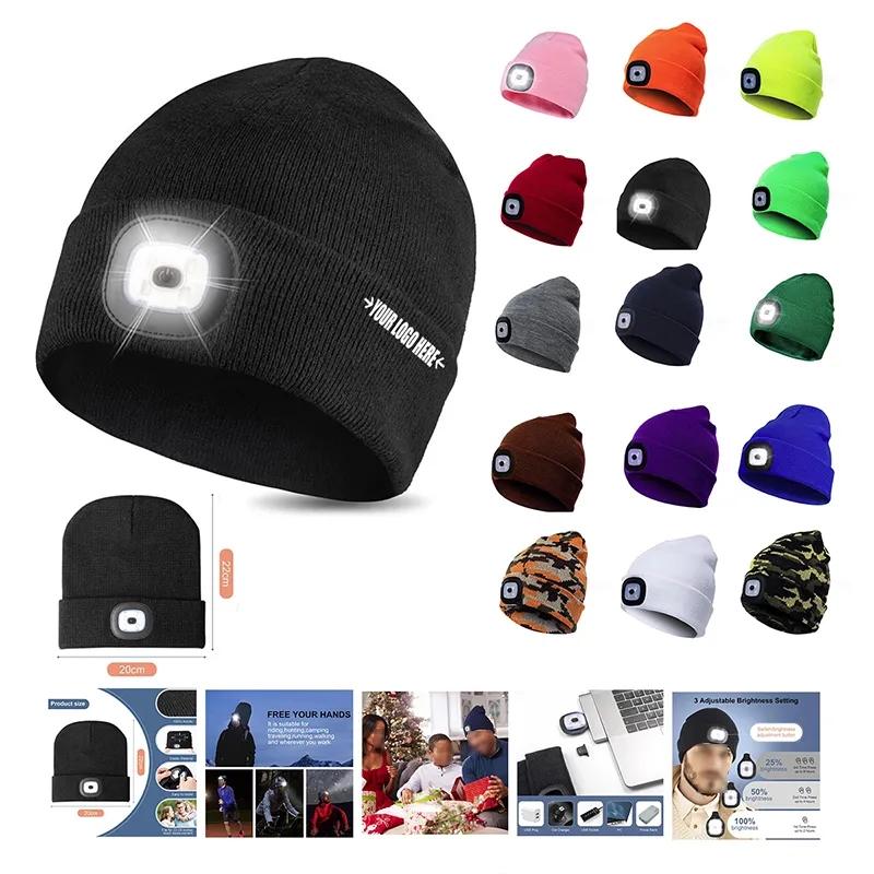 Unisex USB Charging Beanie Hat Cap with LED Light 1