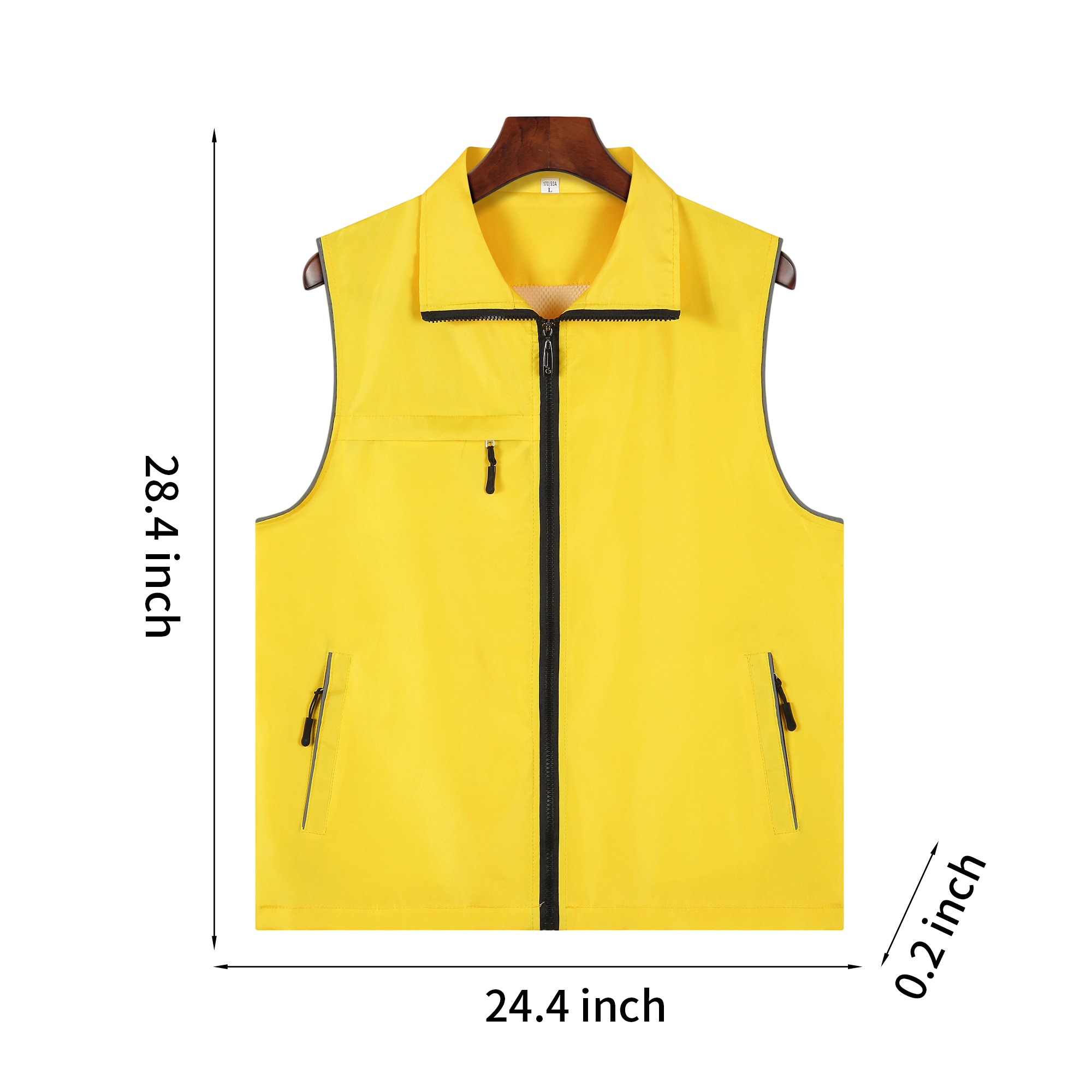High Visibility Polyester Safety Vest With Reflective Strip 28.4" x 24.4" x 0.2" 7