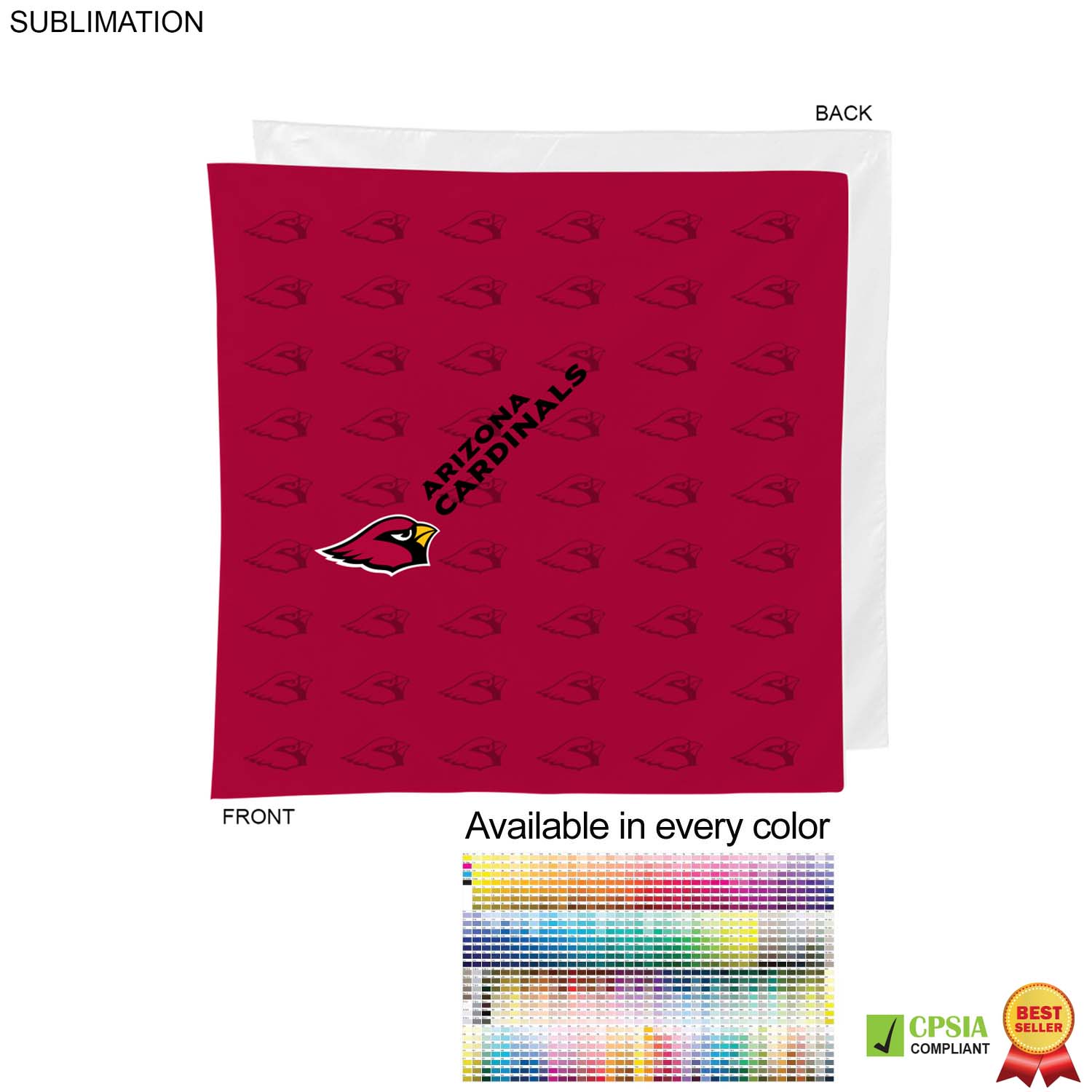 Square Bandana, 22x22, Sublimated Edge to Edge 1 side (# 1 Seller) 6