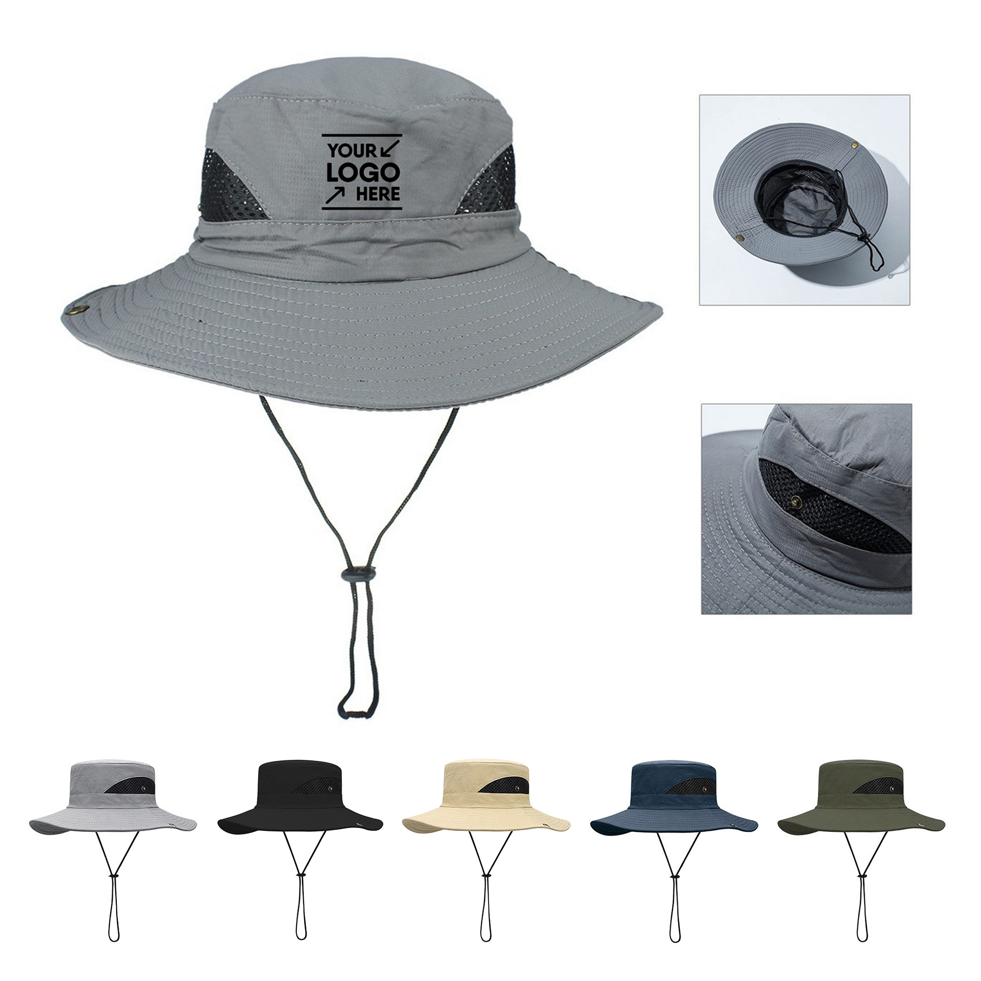Adjustable Cowboy Fisherman Bucket Hat Side Mesh 5
