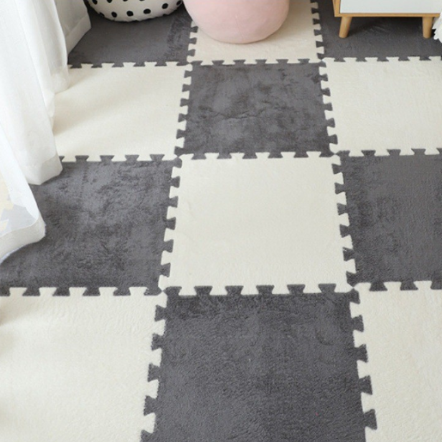 Suede Stitching Floor Mat 5