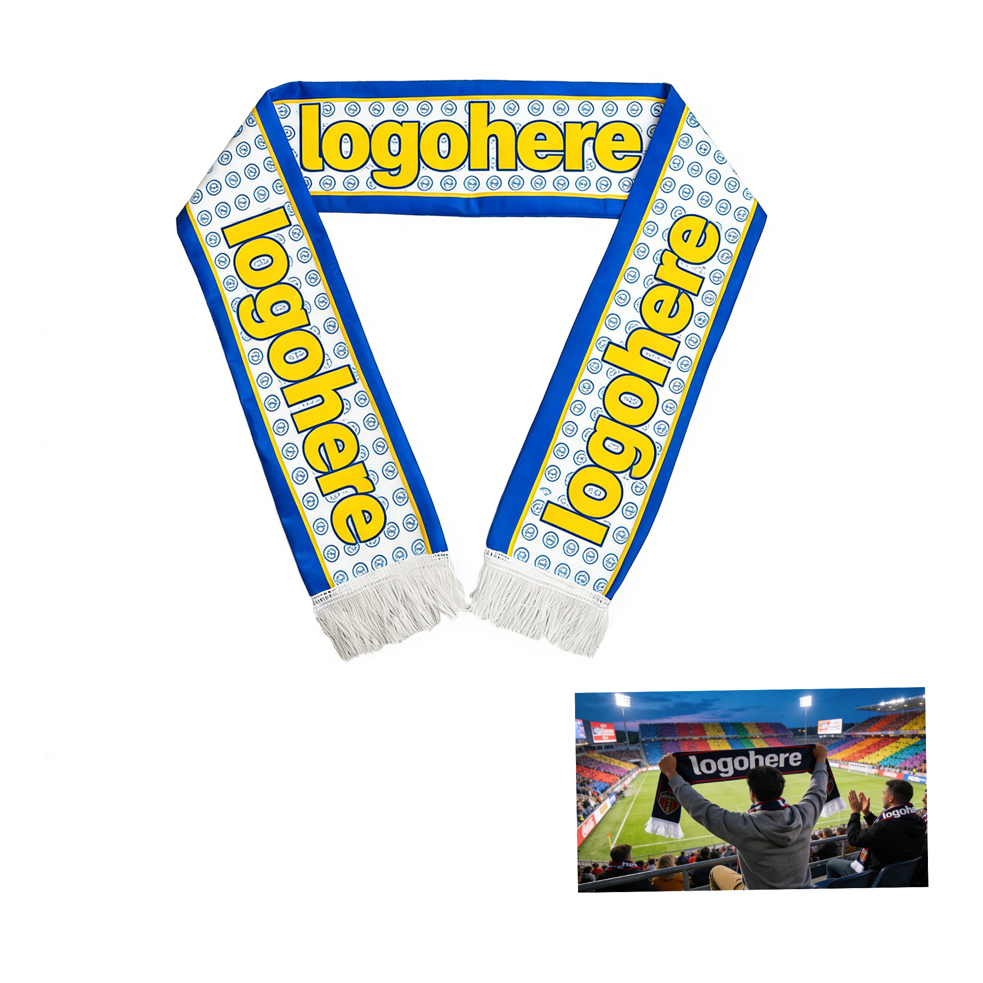 MOQ 50 Custom Stadium Scarf with Full Color Print 2