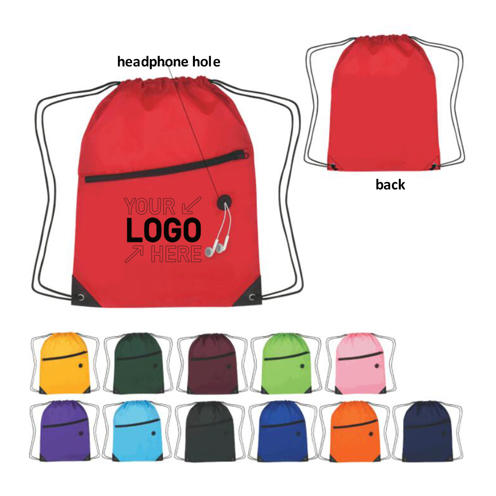 Drawstring Backpack with Front Zipper Pocket 3