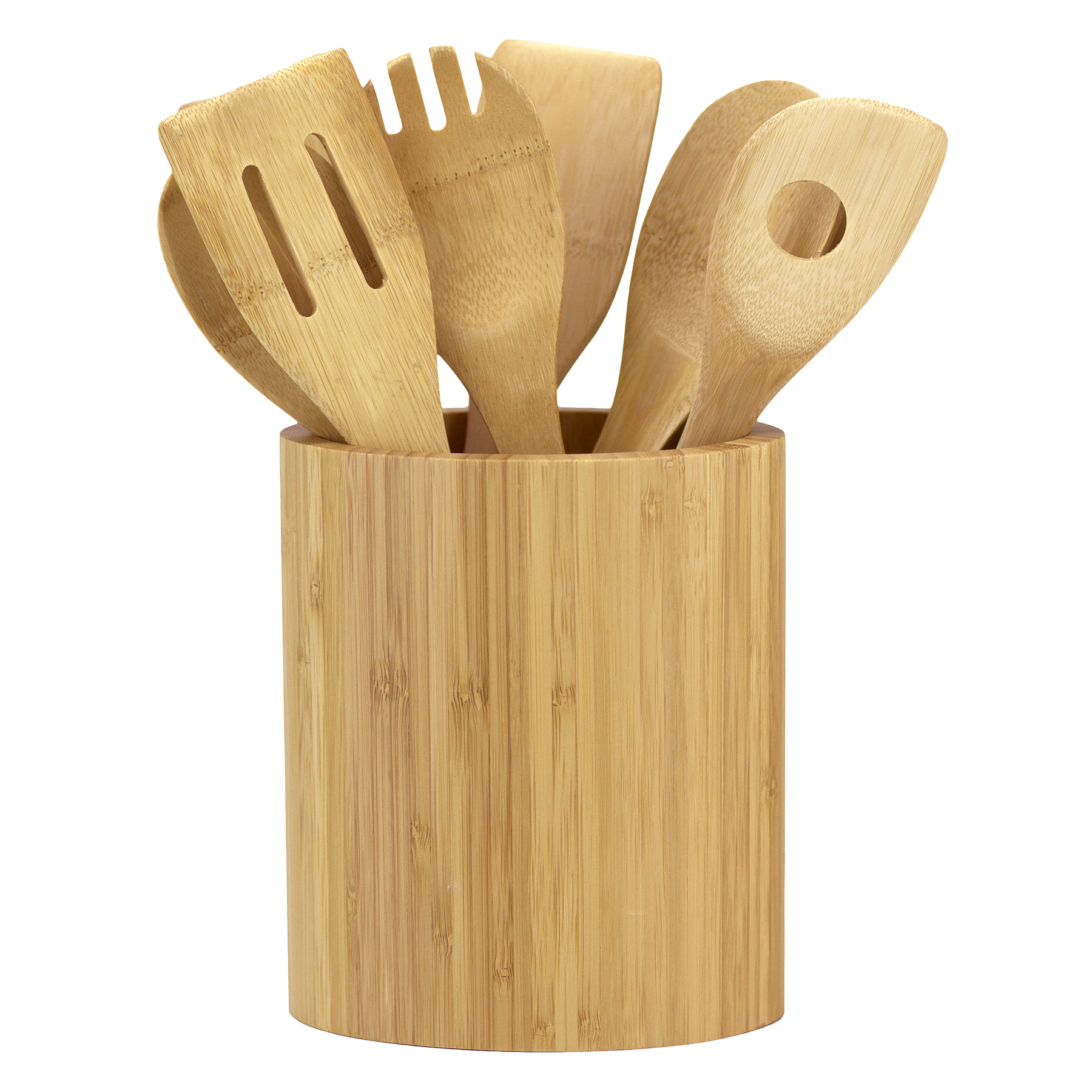 Oval Shaped Bamboo Kitchen Utensil Holder 4