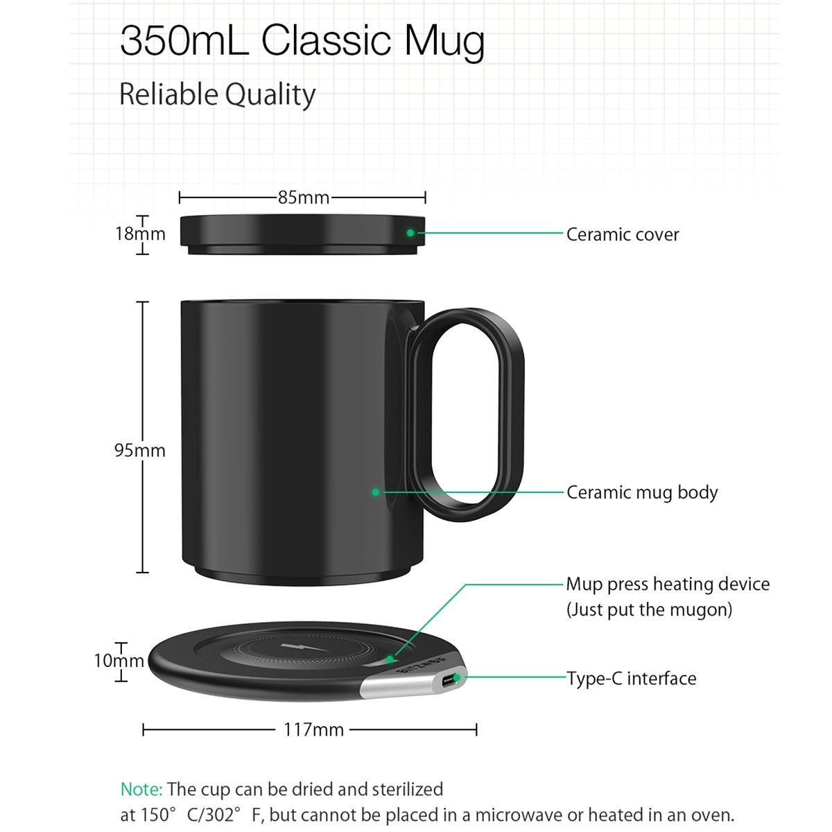 2-in-1 Smart Coffee Mug Warmer with Wireless Charger 4