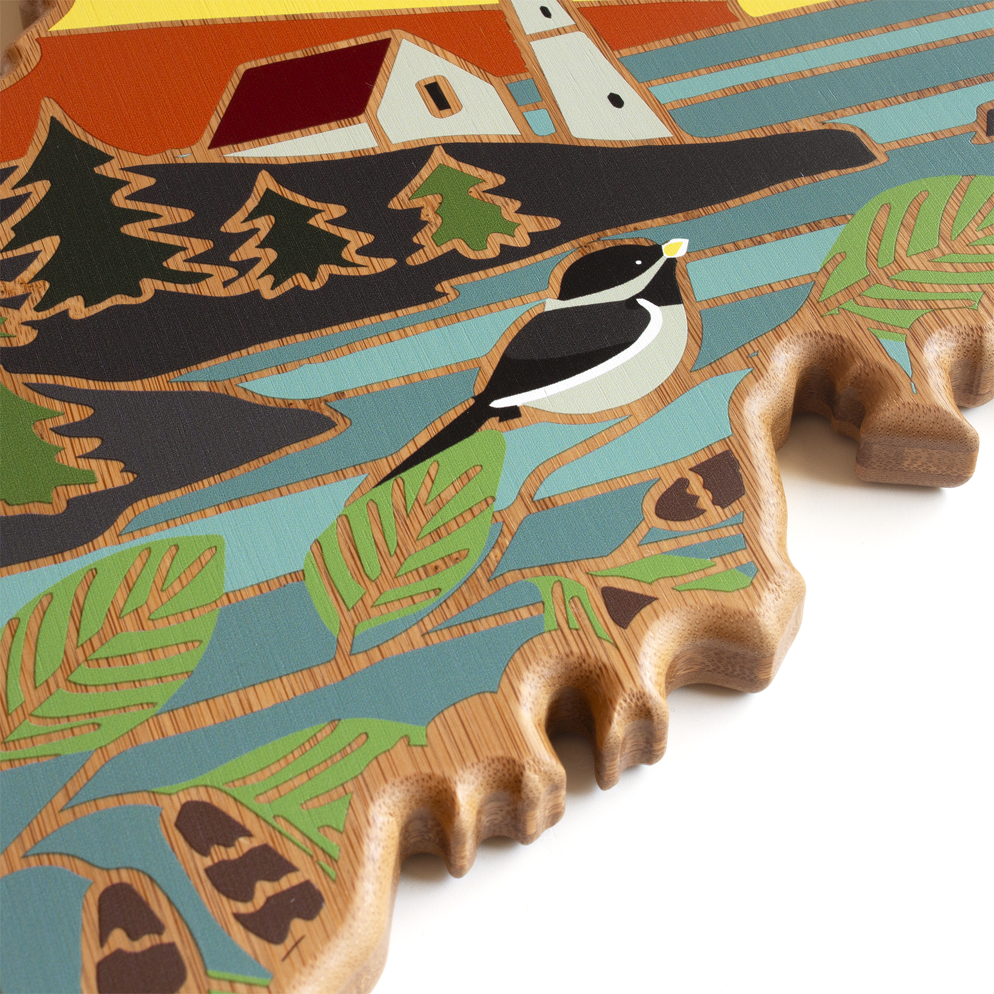 Maine State Shaped Serving and Cutting Board with Artwork by Summer Stokes 2