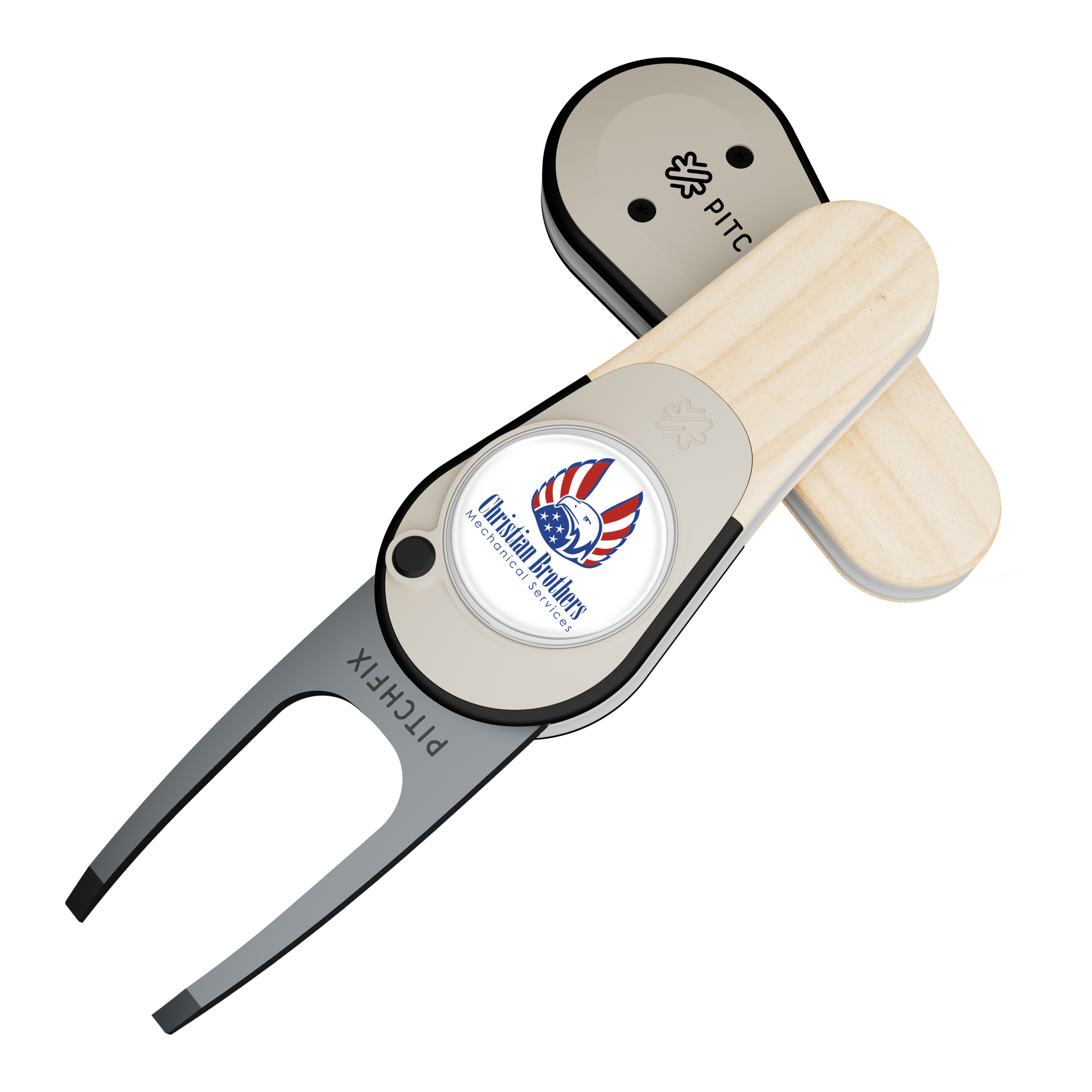 Pitchfix Woodie Golf Divot Tool Deluxe Gift Set w/ Hat Clip 12