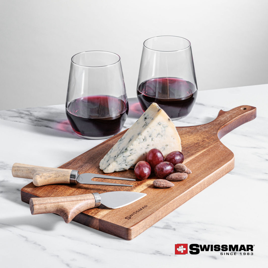 Swissmar® Paddle Board & 2 Germain Stemless Wine 3