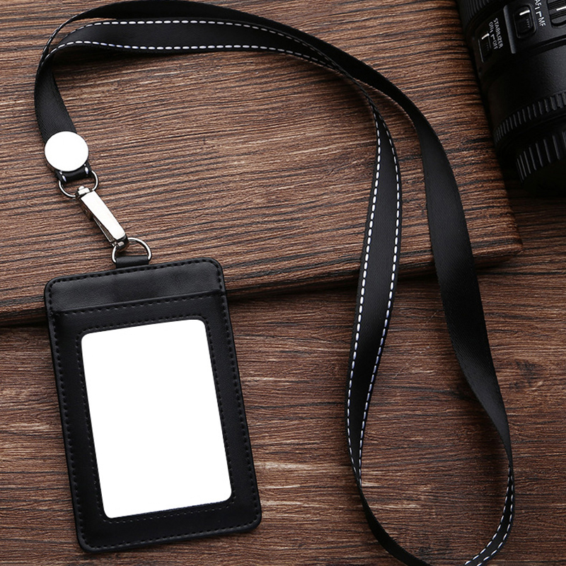 Leather ID Badge Holder with Lanyard 2