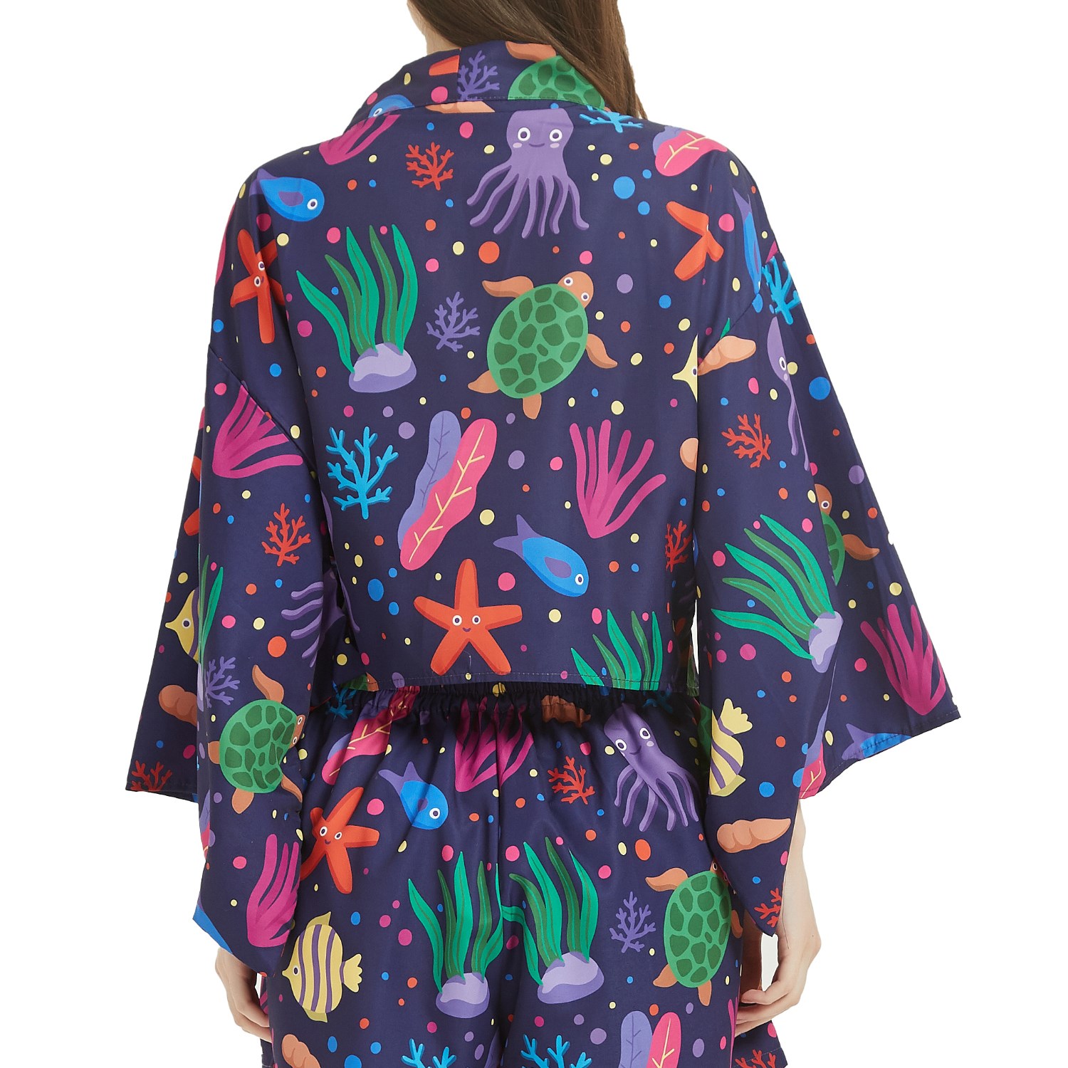 Women's 135 GSM Light 4-Way Stretch Front-Tie Hawaiian Shirts 3