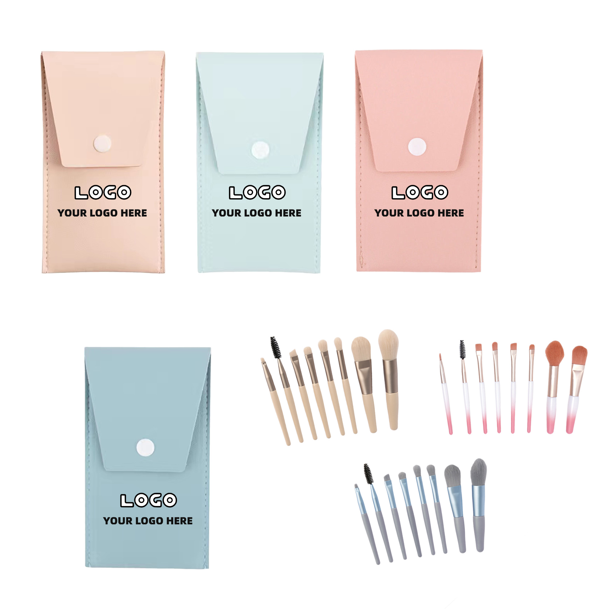 Customizable 8-Piece PU Leather Makeup Brush Set 3