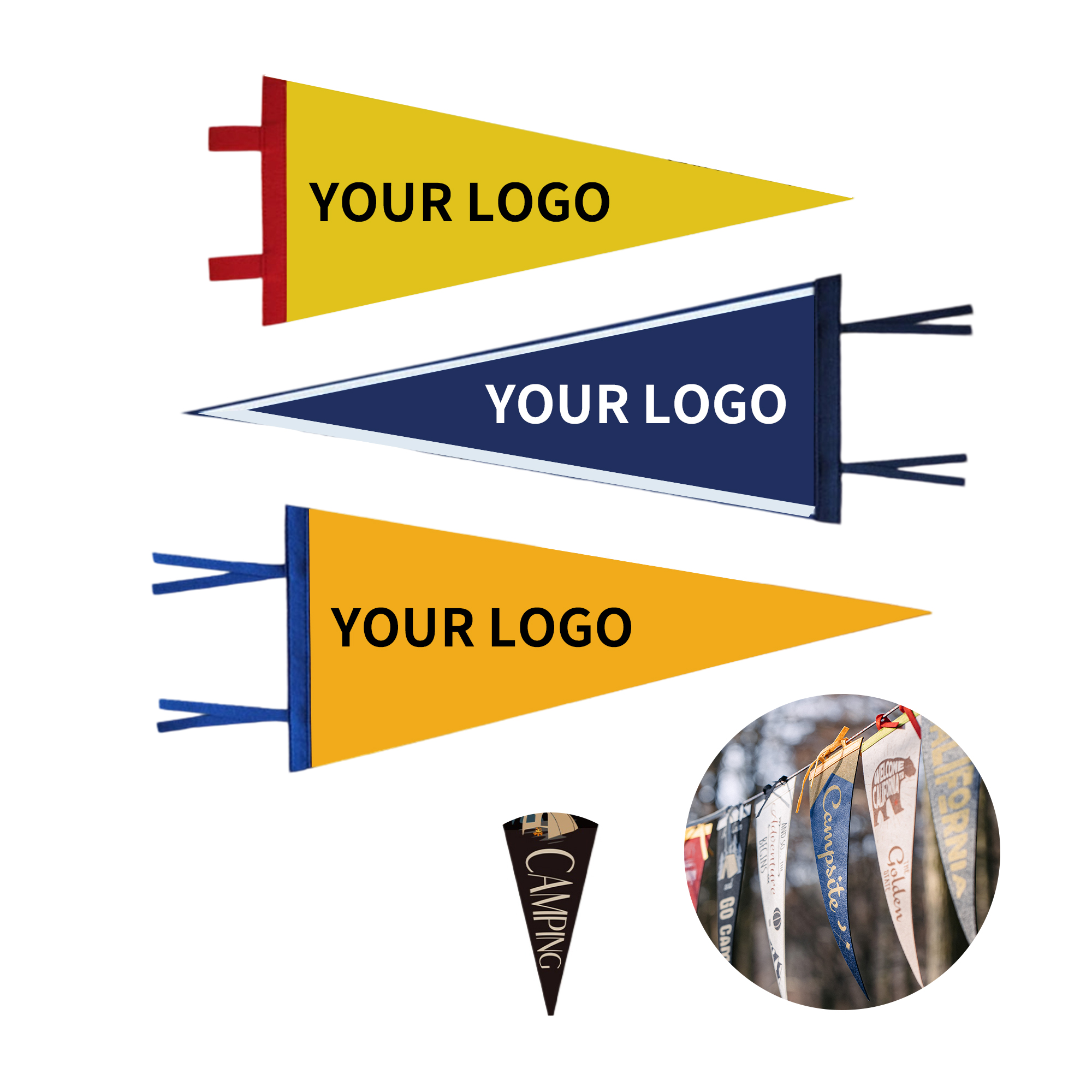 Felt Triangle Pennant Flag 12 x 30" Full Color Decoration 4