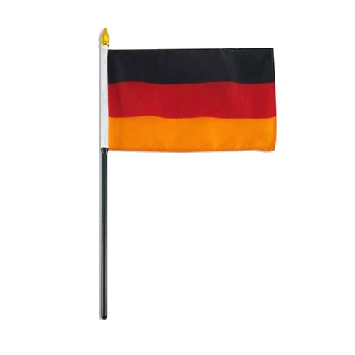 4"x6" Germany Flag With Black Plastic 10" Pole & Gold Spear - German Flag 2