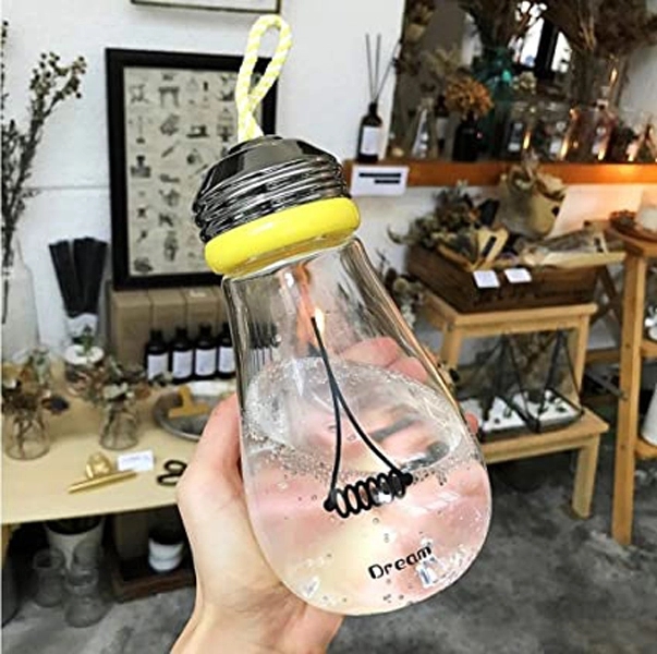 Bulb Shaped Glass Water Bottles, custom glassware with logo imprint 1