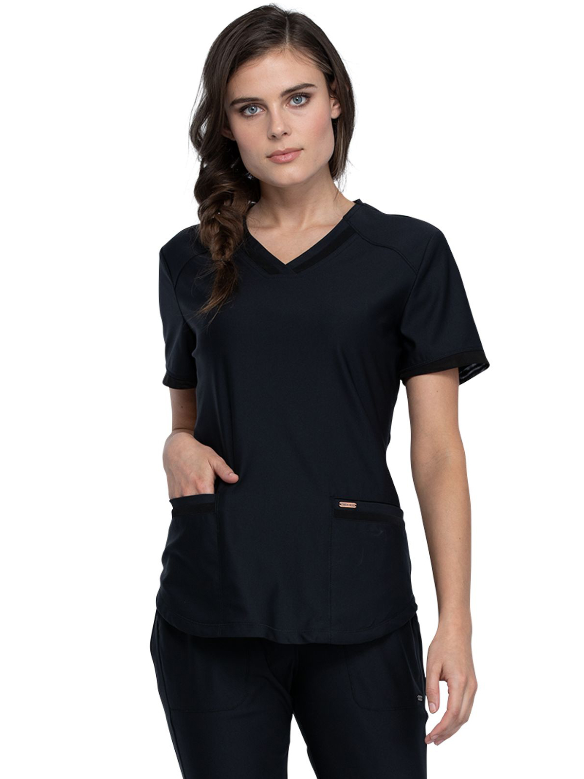 Cherokee - Form - Women's 2-Pocket Curved Hemline V-Neck Top 8