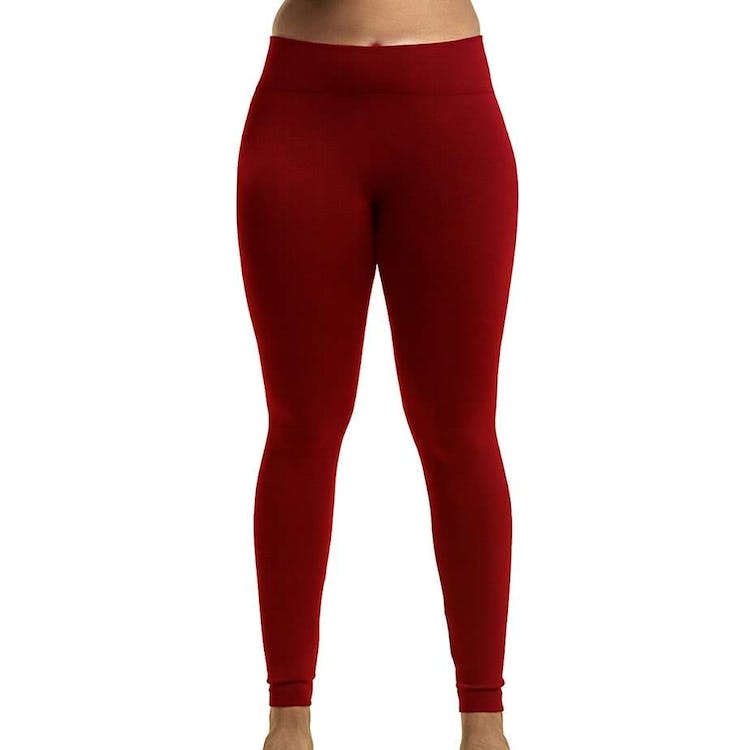 Women's Fleece Lined Leggings - Dark Red XL 2