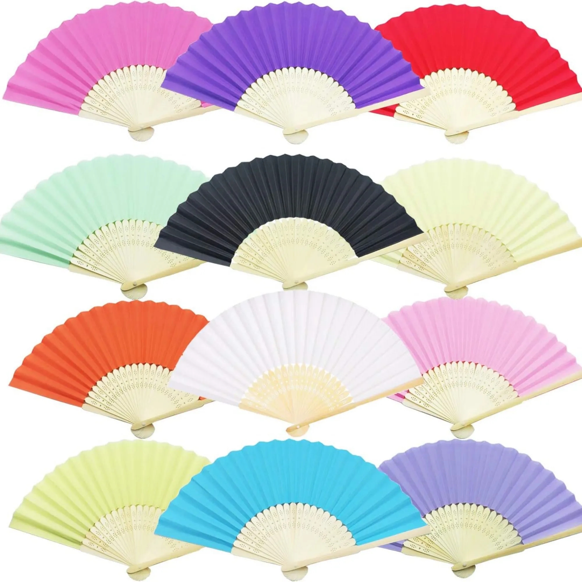 Folded Paper Hand Bamboo Fan 4