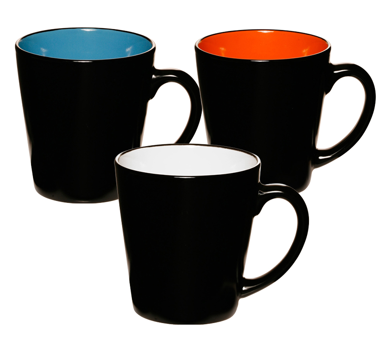 Two-Tone Black Matte Ceramic Mug, 12 oz. 4