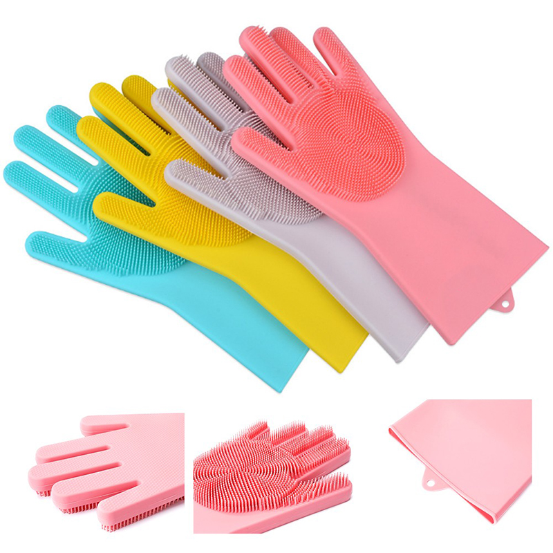 Silicone Cleaning Brush Scrubber Gloves 2