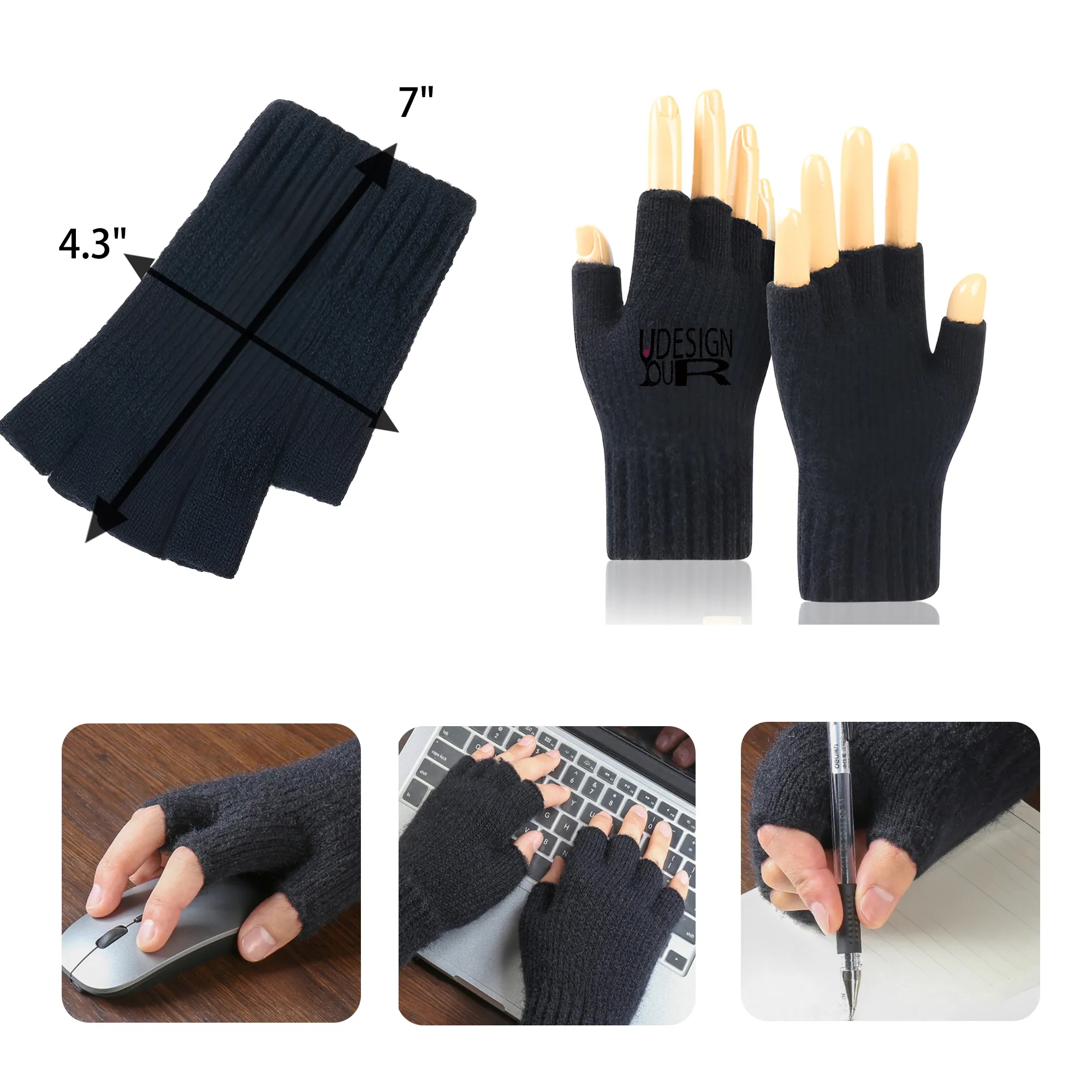 Winter Half Finger Knitted Gloves 3